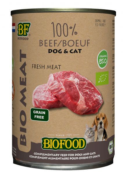 Biofood Organic 100% rund hondenvoer in blik 400gram