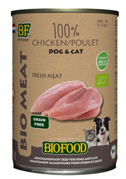 Biofood Organic 100% kip hondenvoer in blik 400gram